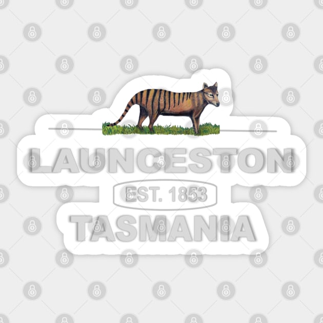 Launceston, Tasmania with Tasmanian Tiger Sticker by KC Morcom aka KCM Gems n Bling aka KCM Inspirations